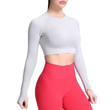 Aoxjox Long Sleeve Crop Tops for Women Vital Seamless Fit