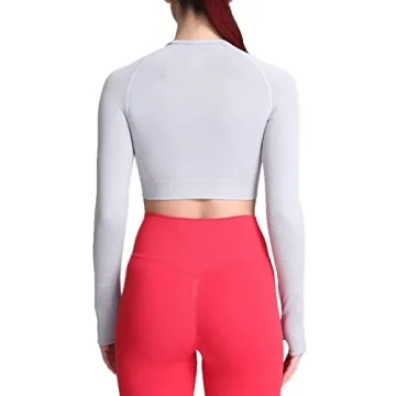 Aoxjox Long Sleeve Crop Tops for Women Vital Seamless Fit