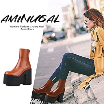 Stylish AMINUGAL Women’s Platform Chunky Heel Boots