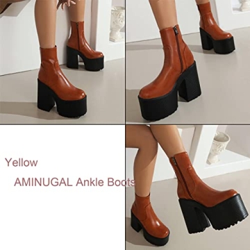 Stylish AMINUGAL Women’s Platform Chunky Heel Boots