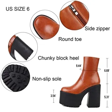 Stylish AMINUGAL Women’s Platform Chunky Heel Boots
