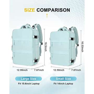 UPPACK Travel Backpack For Women Men Travel Bag Watreproof Hiking Backpack College Laptop Backpack for Traveling on Airplane Travel Essentials Carry on Backpack Flight Approved (Blue Large)