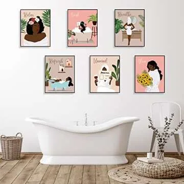 Zonon 6 Pcs Black Woman Wall Art Decor for Home