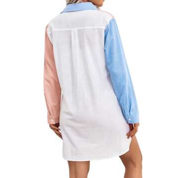 HOTOUCH Women's Stylish Long Linen Button Down Shirt