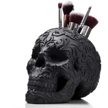 Stylish Skull Makeup Brush and Pen Holder