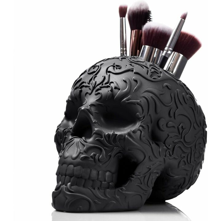 Stylish Skull Makeup Brush and Pen Holder