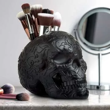 Stylish Skull Makeup Brush and Pen Holder