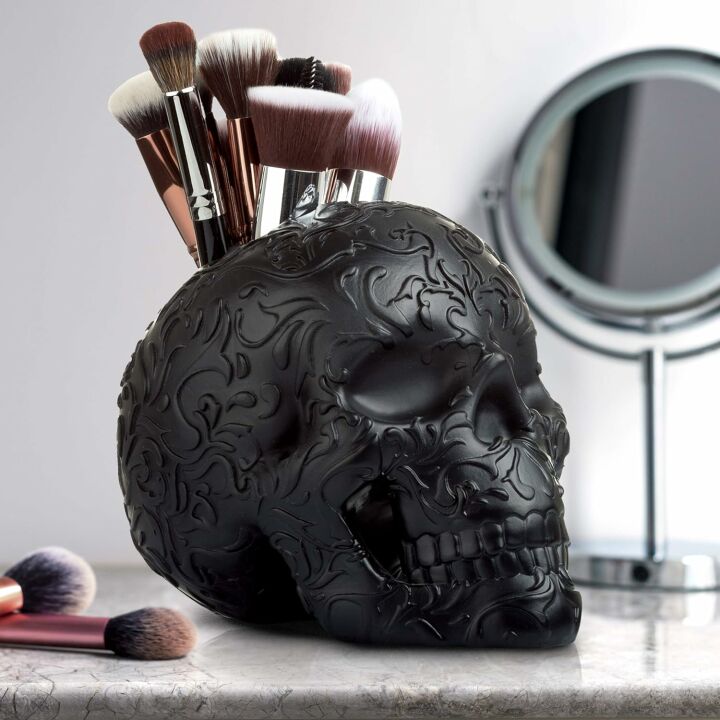 Stylish Skull Makeup Brush and Pen Holder
