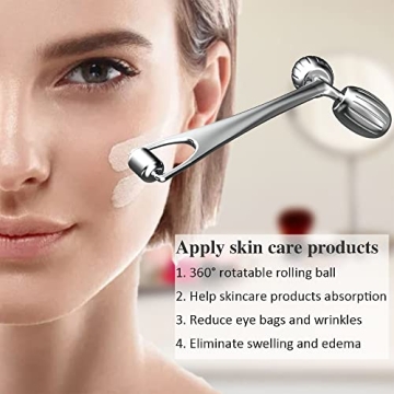 Yeamon Face Massager: Metal Roller & Gua Sha for Radiant Skin
