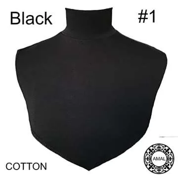 AMAL Muslim Fake Collar Hijab Extensions Neck Cover Under Top USA (Black)