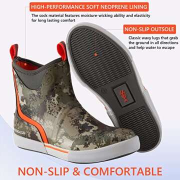BASSDASH Men’s Waterproof Deck Boots for Fishing & Boating