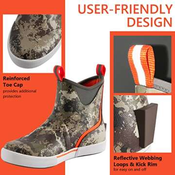 BASSDASH Men’s Waterproof Deck Boots for Fishing & Boating