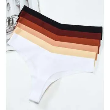 Acvvtis Seamless Thongs For Women No Show Underwear Women Pack Breathable Panties for Women Colorful 6 thongs L