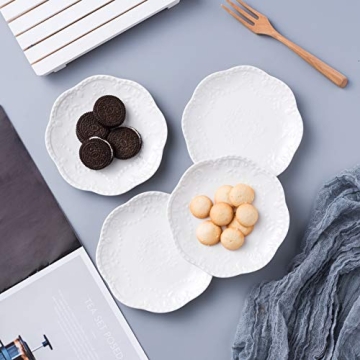 Stylish Jusalpha Embossed Lace Ceramic Plate Set - 4 Pieces