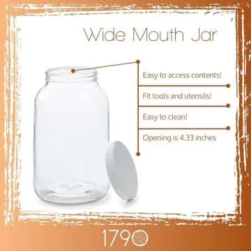 Wide Mouth 1 Gallon Glass Jar with Lid - Glass Gallon Jar for Kombucha & Sun Tea Gallon Mason Jars are Large Glass Jars with Lids 1 Gallon for Food Storage - 4pk Large Jars with Airtight Plastic Lids