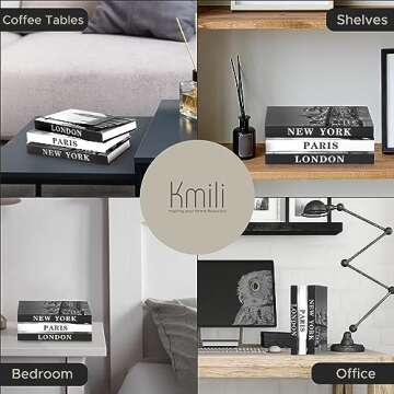 3 Decorative Books for Home Decor with Blank Pages, Coffee Table Books, Black and White Decor,Fake Books, Designer Books Set for Living Room, Faux Books for Decoration,(Includes a Decorative Gold Pen)