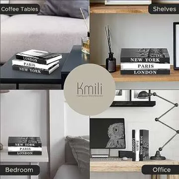 3 Decorative Books for Home Decor with Blank Pages, Coffee Table Books, Black and White Decor,Fake Books, Designer Books Set for Living Room, Faux Books for Decoration,(Includes a Decorative Gold Pen)