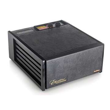 Excalibur 5-Tray Electric Food Temperature Settings and 26-hour Timer Automatic Shut Off for Faster and Efficient Drying Includes Guide to Dehydration, Black