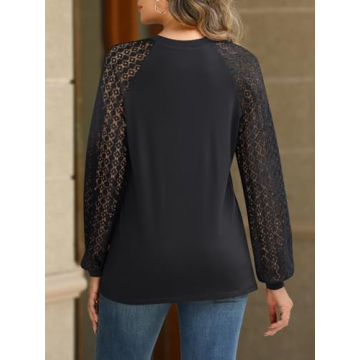 Stylish AUTOMET Women's Lace Long Sleeve Blouse 2024