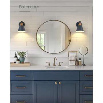 FEMILA Modern Wall Sconces Set of 2, 1-Light Bathroom Lighting in Dark Blue