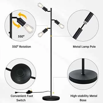 Bricosmocon Industrial Floor Lamp with Adjustable Lights