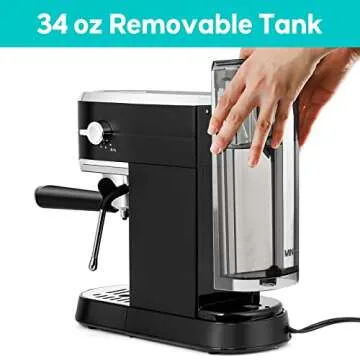 CASABREWS Espresso Machine 20 Bar, Stainless Steel Espresso Maker with Milk Frother Steam Wand, Compact Cappuccino Machine for Home, Espresso Coffee Machine with Removable Water Tank, Black