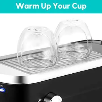 CASABREWS Espresso Machine 20 Bar, Stainless Steel Espresso Maker with Milk Frother Steam Wand, Compact Cappuccino Machine for Home, Espresso Coffee Machine with Removable Water Tank, Black