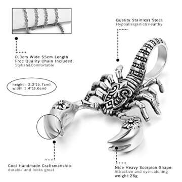 OIDEA Gothic Scorpion Pendant Necklace for Men and Women