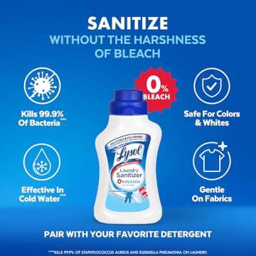 Lysol Disinfectant Laundry Sanitizer & Scent Booster, Laundry Detergent Additive, Color Safe Bleach Alternative, Laundry Odor Eliminator, Kills Bacteria & Viruses, Crisp Linen Scent, 41 Fl Oz Liquid