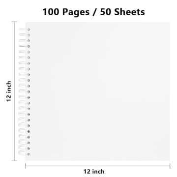 Hiwhy Scrapbook 12x12 Inch DIY Scrapbook Album Hardcover Kraft Paper Scrap Book Photo Albums 50 Shee...