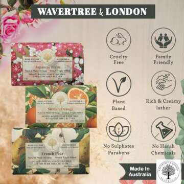 Wavertree & London Trio Gift Box (3 Bars) - 7oz Japanes Plum, French Pear and Sicilian Orange Scente...