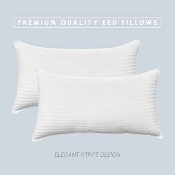 Elegant Comfort 100% Cotton Shell Stripe Hotel Pillows, Super Plush Bed Pillows for Side Back & Stom...