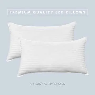 Elegant Comfort 100% Cotton Shell Stripe Hotel Pillows, Super Plush Bed Pillows for Side Back & Stom...