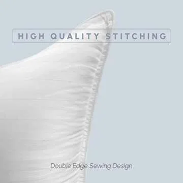 Elegant Comfort 100% Cotton Shell Stripe Hotel Pillows, Super Plush Bed Pillows for Side Back & Stomach Sleepers, Cooling Gel-Infused Filling, 2-PACK Standard/Queen Pillow Set, White