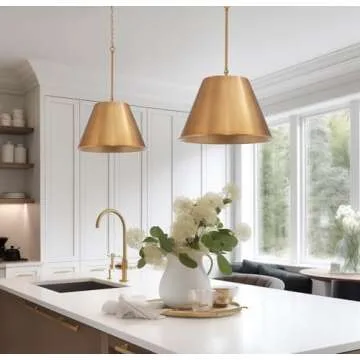 Kira Home Vida 18" Modern Industrial Pendant Light + Metal Empire Shade, Adjustable Hanging Height, Warm Brass Finish