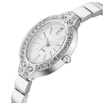 Stylish IBSO Women's Quartz Watch – Adjustable and Waterproof Bracelet Timepiece (0016 Silver)