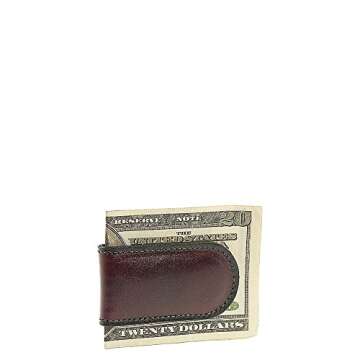 Bosca Old Collection-Magnetic Money Clip, Dark Brown Leather