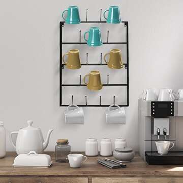 Sorbus Mug Rack - Stylish Wall Mount Organizer for Mugs