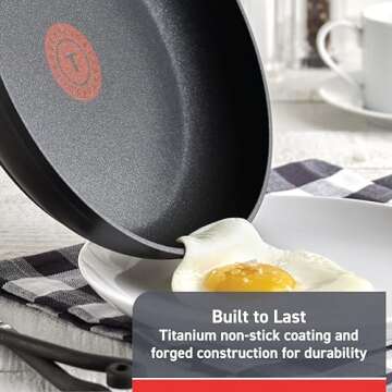T-fal Advanced Non Stick Fry Pan 8 Inch, Oven Broiler Safe 350F, Skillet, Non Stick Frying Pan, Kitc...