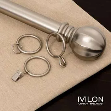 Ivilon Drapery Curtain Clip Rings - Set of 14 Decorative Drapery Rings Curtain Clip Rings with Stron...