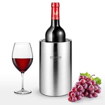 Wine Chiller Bucket, STUTUS Stainless Steel Double Wall White Wine Bottle Cooler Bucket, Insulated C...