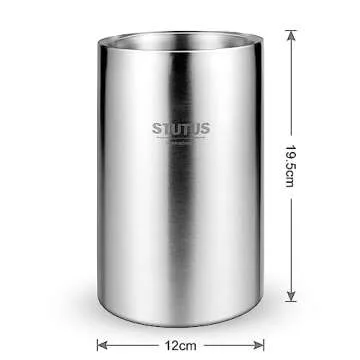 Wine Chiller Bucket, STUTUS Stainless Steel Double Wall White Wine Bottle Cooler Bucket, Insulated Champagne Beer Ice Bucket