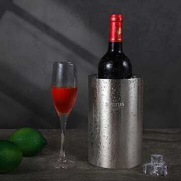 Wine Chiller Bucket, STUTUS Stainless Steel Double Wall White Wine Bottle Cooler Bucket, Insulated Champagne Beer Ice Bucket
