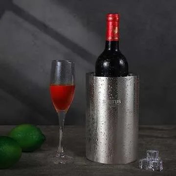 Wine Chiller Bucket, STUTUS Stainless Steel Double Wall White Wine Bottle Cooler Bucket, Insulated Champagne Beer Ice Bucket
