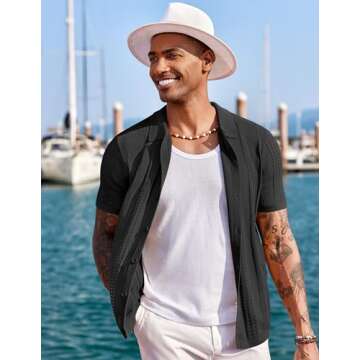 COOFANDY Men's Stylish Knit Polo Shirt for Summer Wear