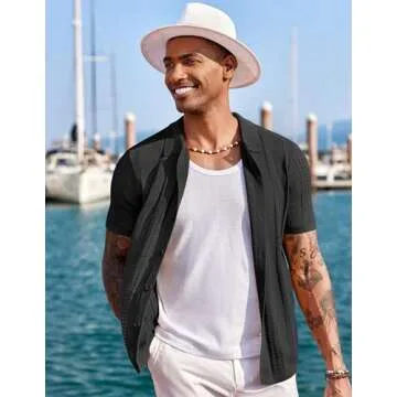 COOFANDY Men's Stylish Knit Polo Shirt for Summer Wear