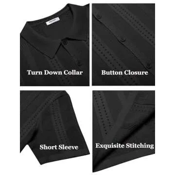 COOFANDY Men's Stylish Knit Polo Shirt for Summer Wear