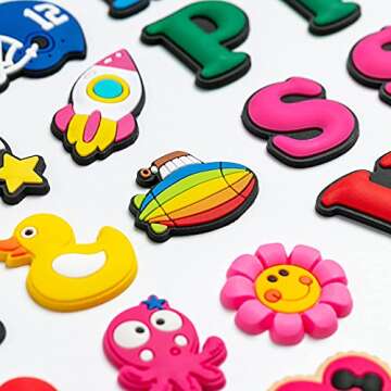 KHOCOEE 150pcs Different Letters Charms for Clog Garden Slippers, Not Random, Unisex Wristband Shoe Decoration, Party Gifts