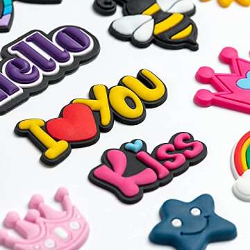 KHOCOEE 150pcs Different Letters Charms for Clog Garden Slippers, Not Random, Unisex Wristband Shoe Decoration, Party Gifts