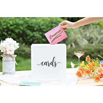 UNIQOOO Elegant White Acrylic Wedding Card Box, Large 10x10x5.5 inch | Wedding Receptions Wishing We...